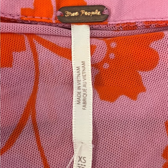 Free People Floral Button-Up Pink and Orange Top - Picture 3 of 5